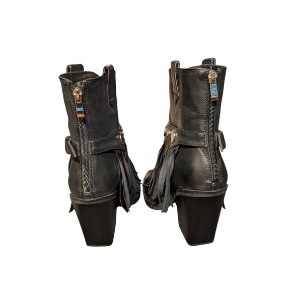 NEW Dolls Kill Simmi Darii Fringe Ankle Boots Women's Sz 8 Black Western Grunge - Picture 6 of 11